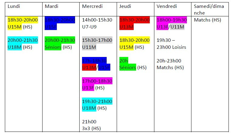 Tarifs et planning pour l'année 2026-27