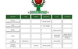 Planning et lieu d'entrainement 